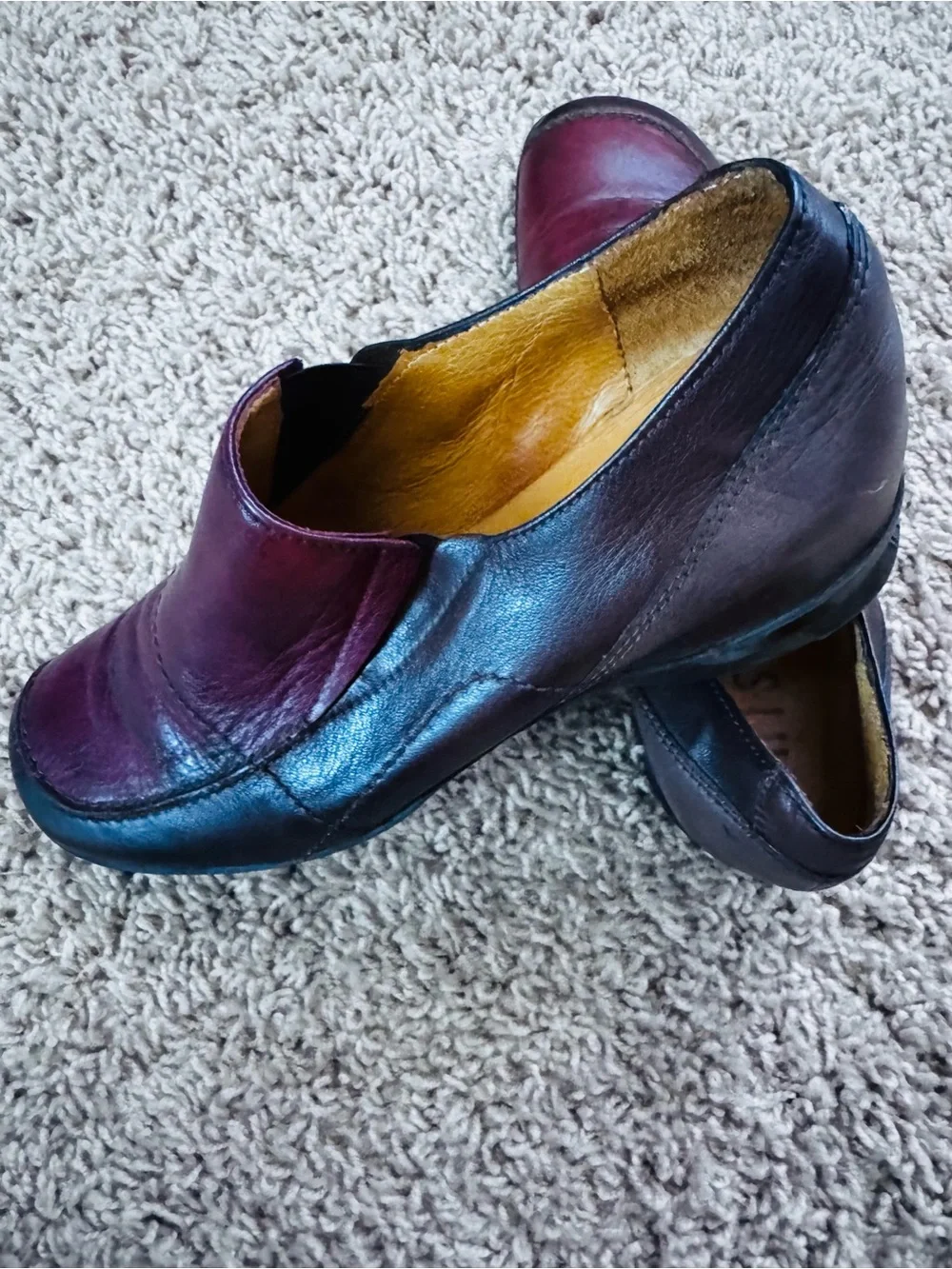 Hispanitas Women's Burgundy Leather Slip-On Loafers